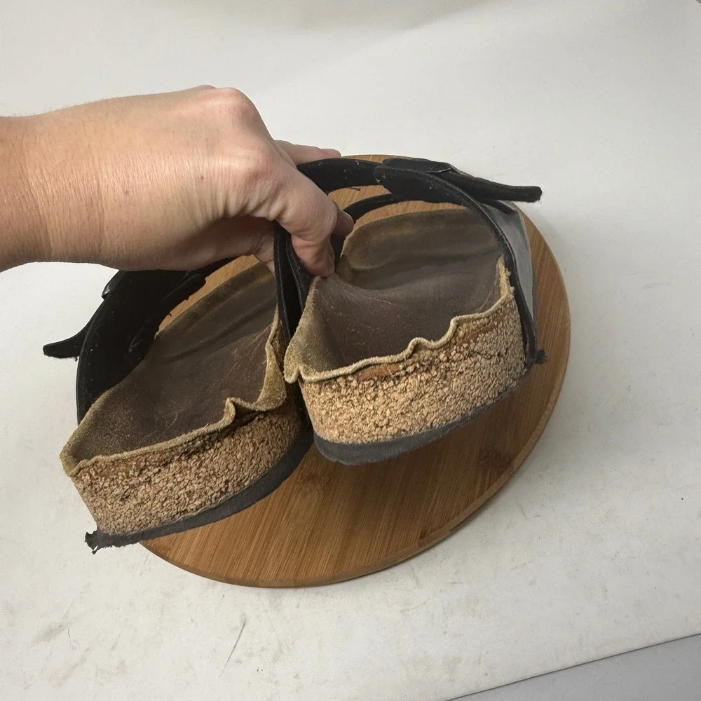 Birkenstock Arizona Birko-Flor Sandals Black Double Strap Slide EUR 42 US Mens 9